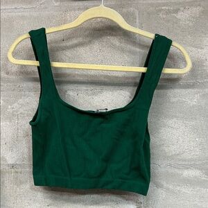 Zara Dark Green Ribbed Crop Top